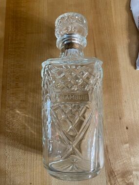 DRAMBUIE Cut Glass Decanter – Clear Crystal-Style Bottle with cork and stopper